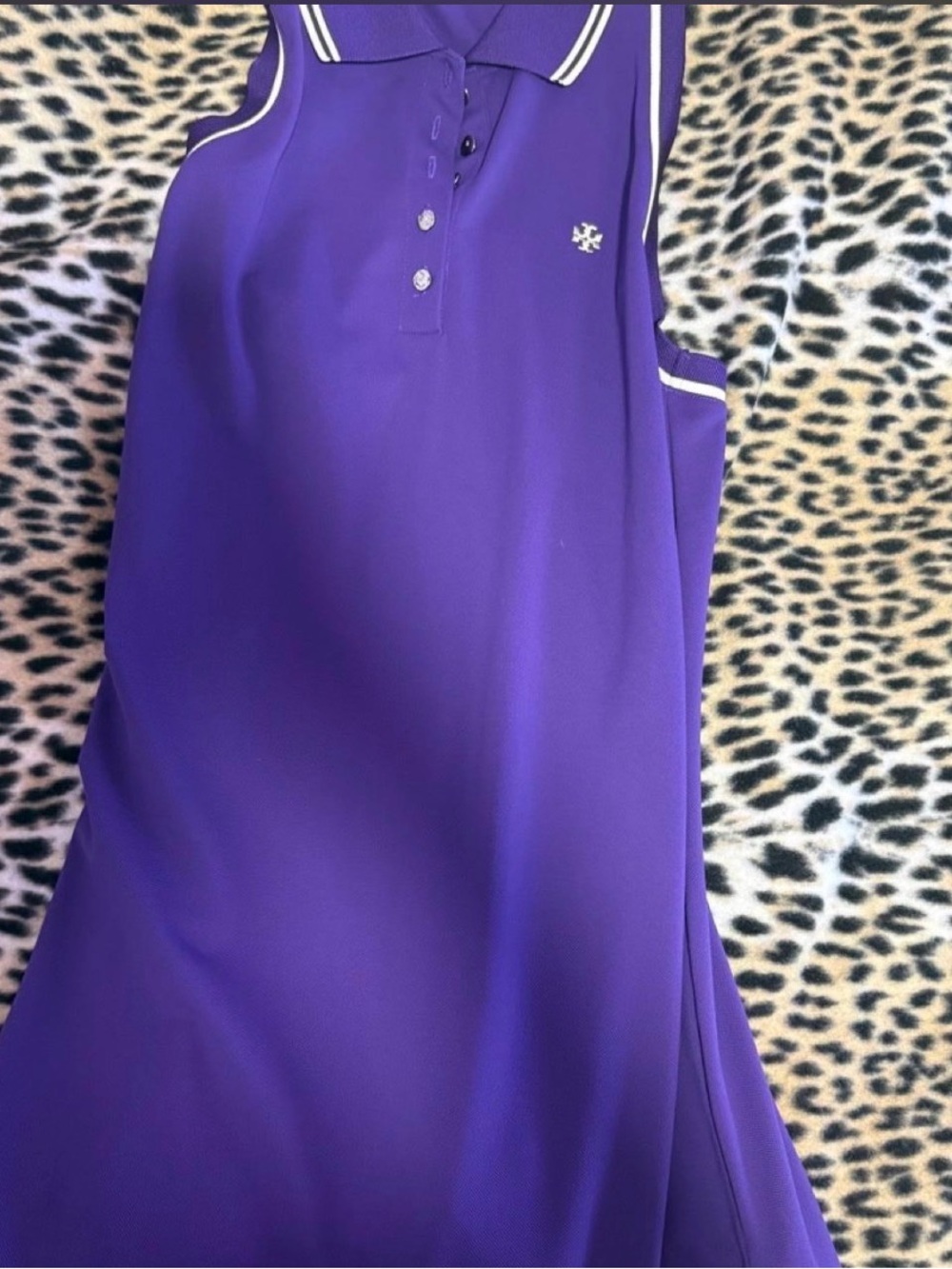 Tory Burch Purple Sleeveless Polo Tank with Contrast Trim